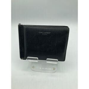 Saint Laurent Black Leather Money Clip Wallet
